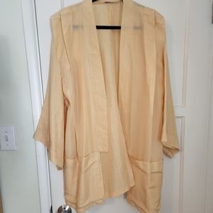 Yellow Pleated Silk Light Cover Up